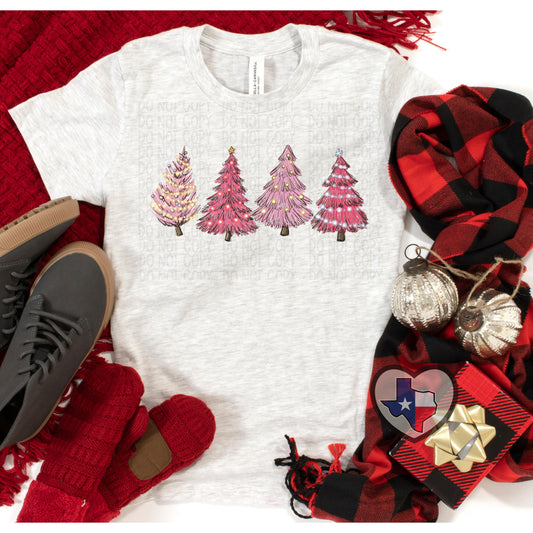 Pink Christmas Trees DTF