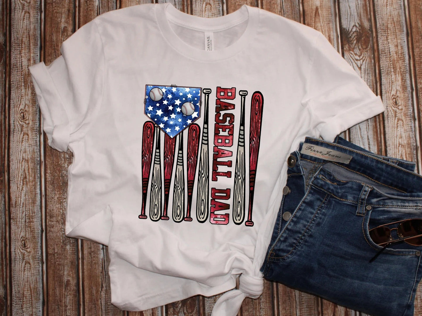 Baseball Dad (Red White Blue Flag) DTF