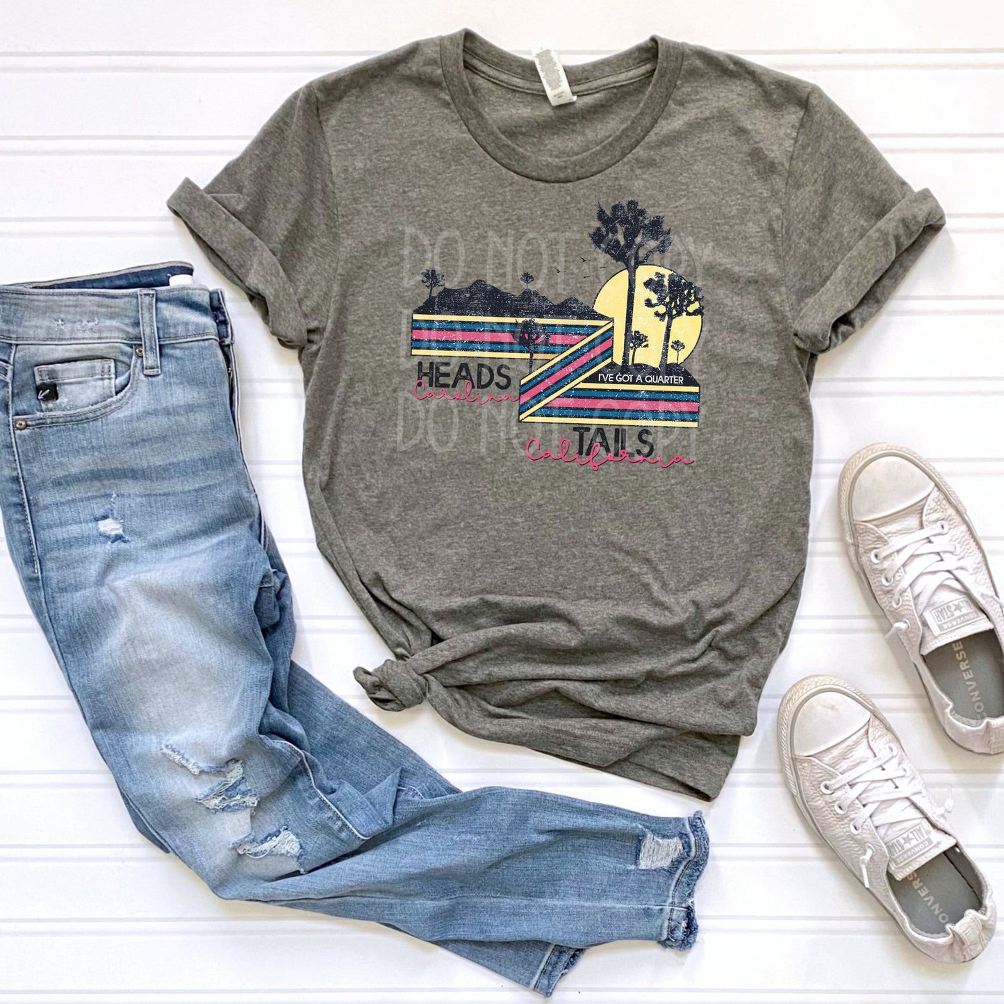 Heads Carolina Tails California DTF