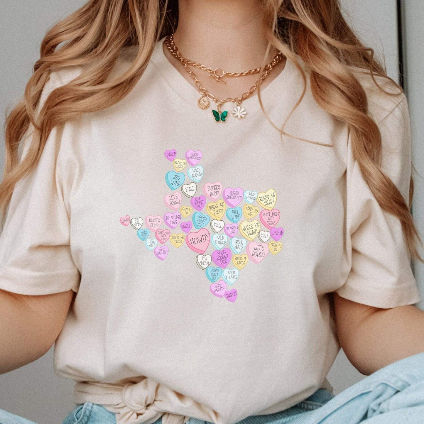 Texas Shape Conversation Hearts DTF