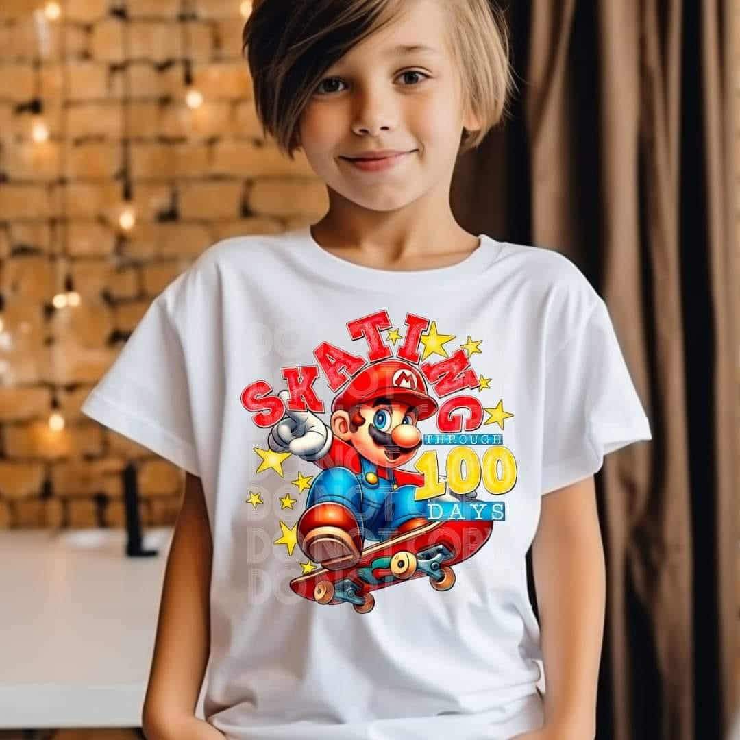 Skating Through 100 Days (Mario) DTF