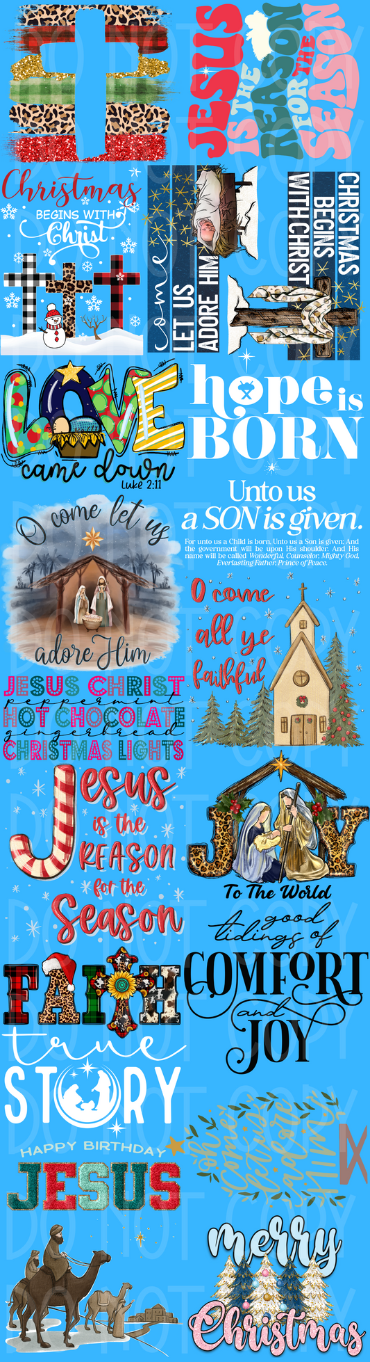Faith Christmas DTF Gang Sheet 84, DTF Gang Sheets, DTF Prints