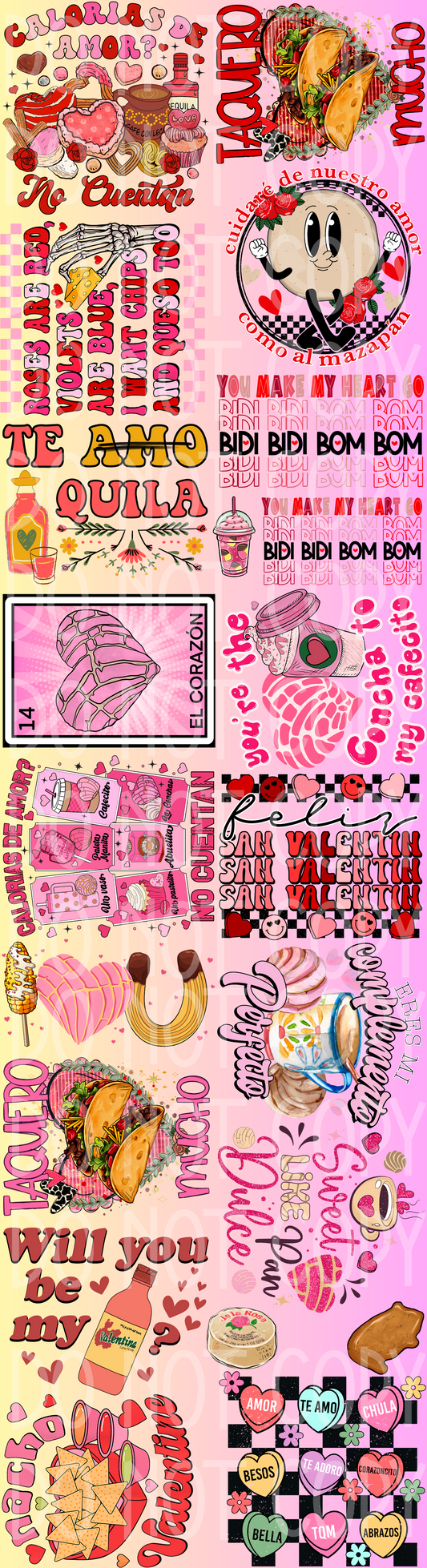 Spanish Valentine's Day Gang Sheet 83"