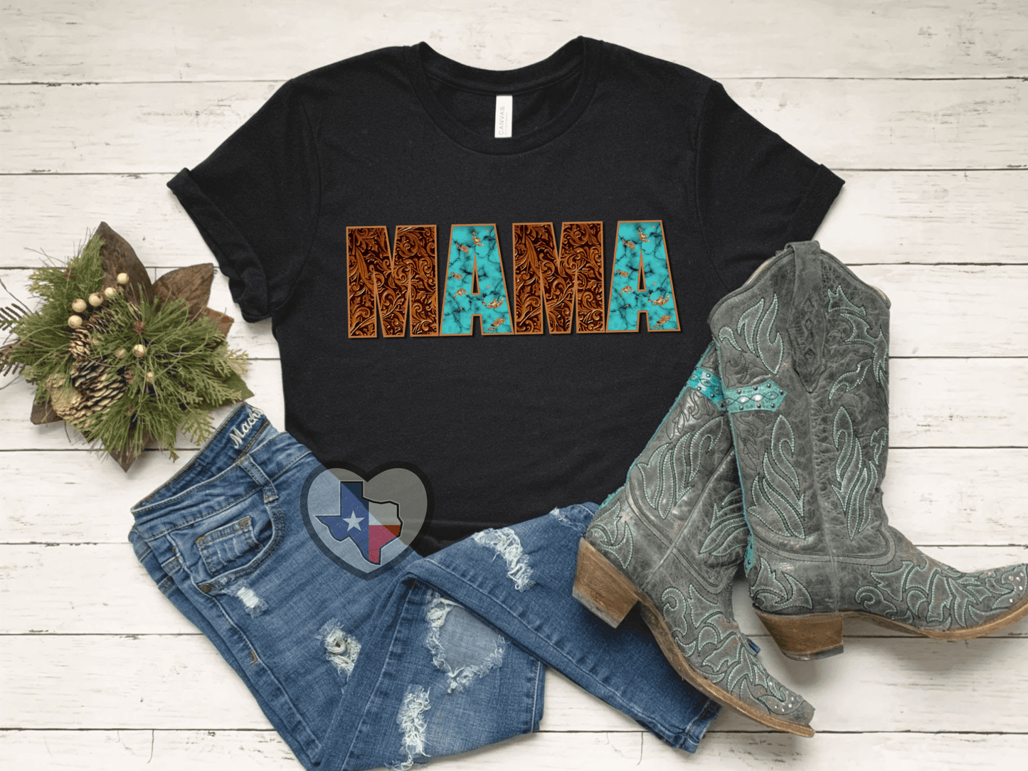 Mama Tooled Leather/Turquoise DTF