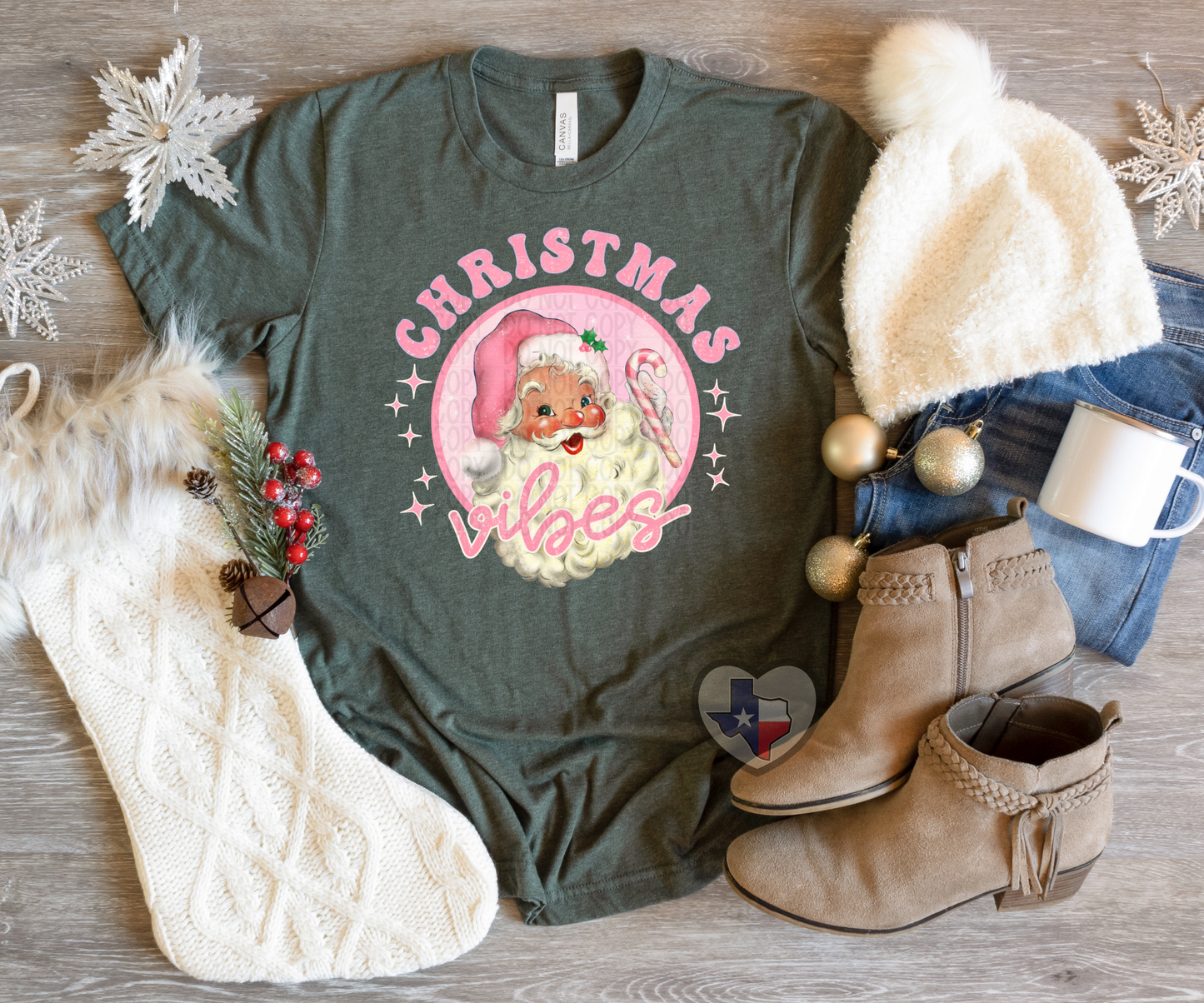 Christmas Vibes Pink DTF