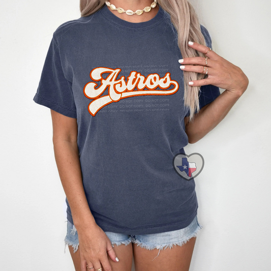 Astros Faux Woven DTF - Premium DTF Transfers