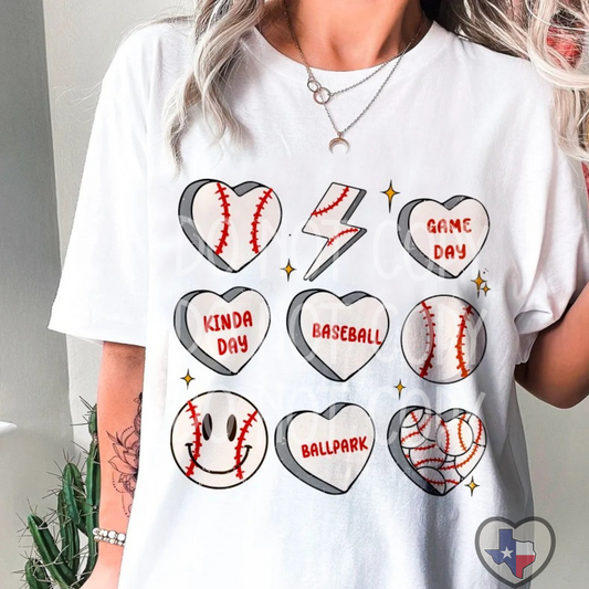Baseball Hearts DTF