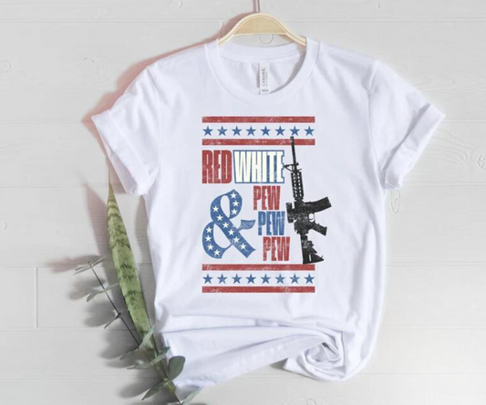 Red White Pew Pew Pew DTF