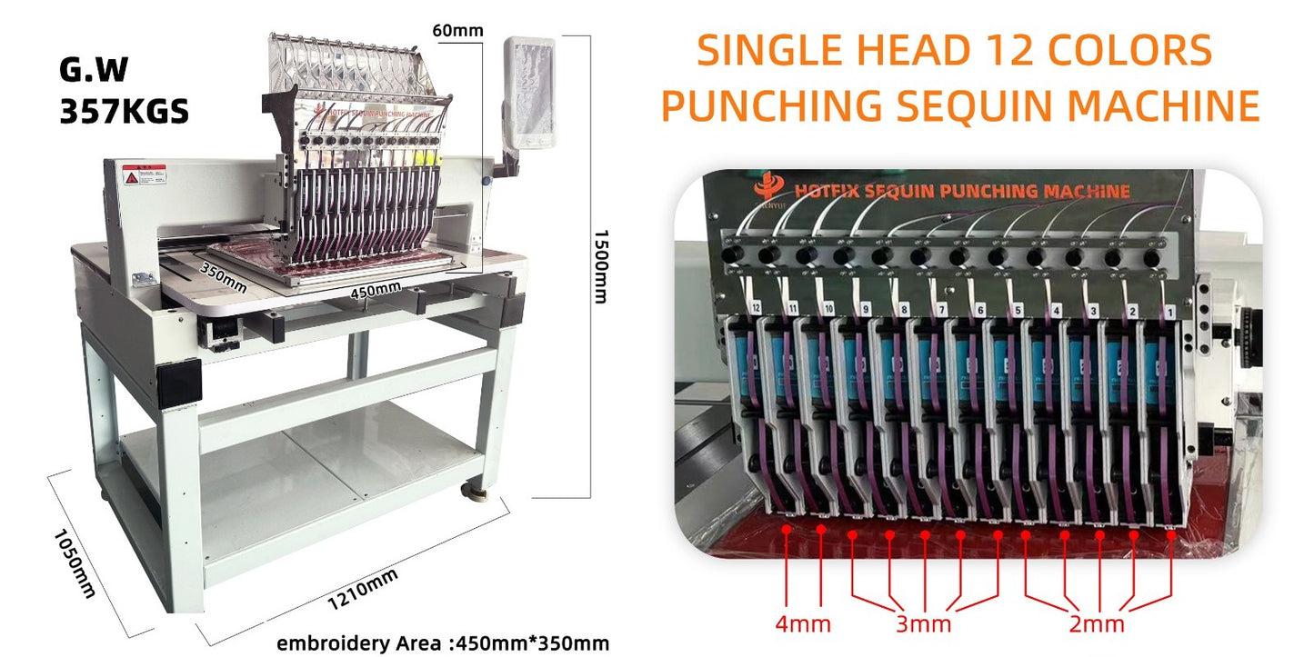 12 Head/Color Spangler Hot Fix Machine
