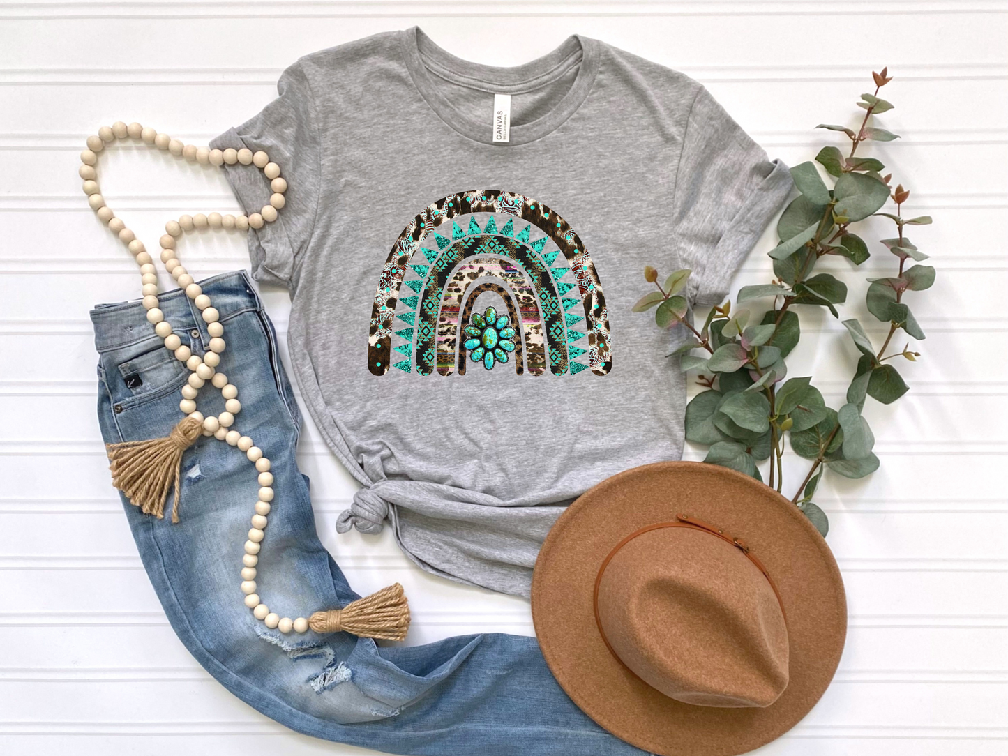 Turquoise & Cowhide Rainbow DTF