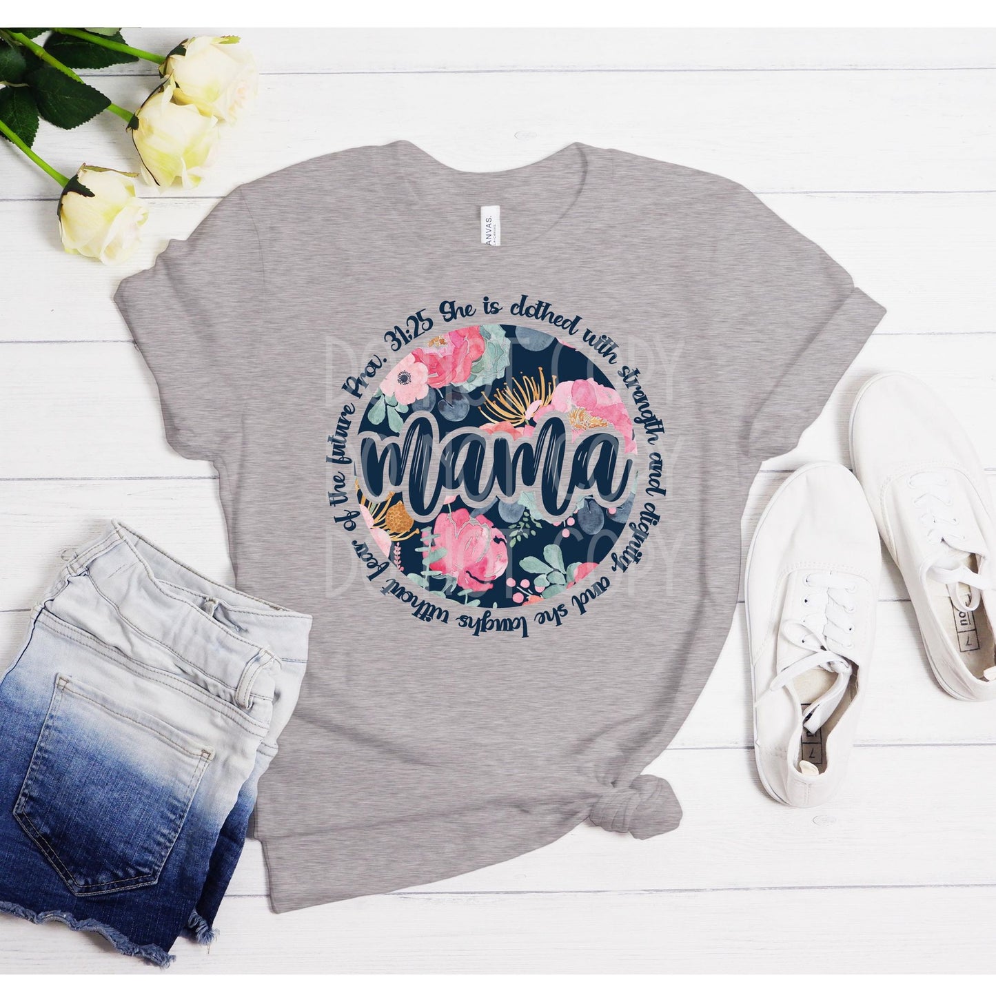 Mama Floral Circle Proverbs 31:25 DTF