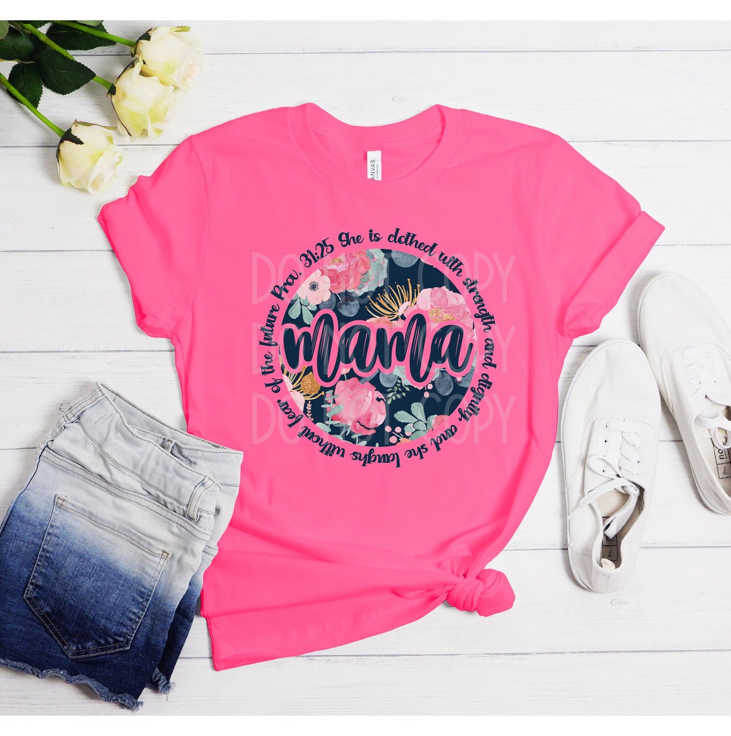 Mama Floral Circle Proverbs 31:25 DTF