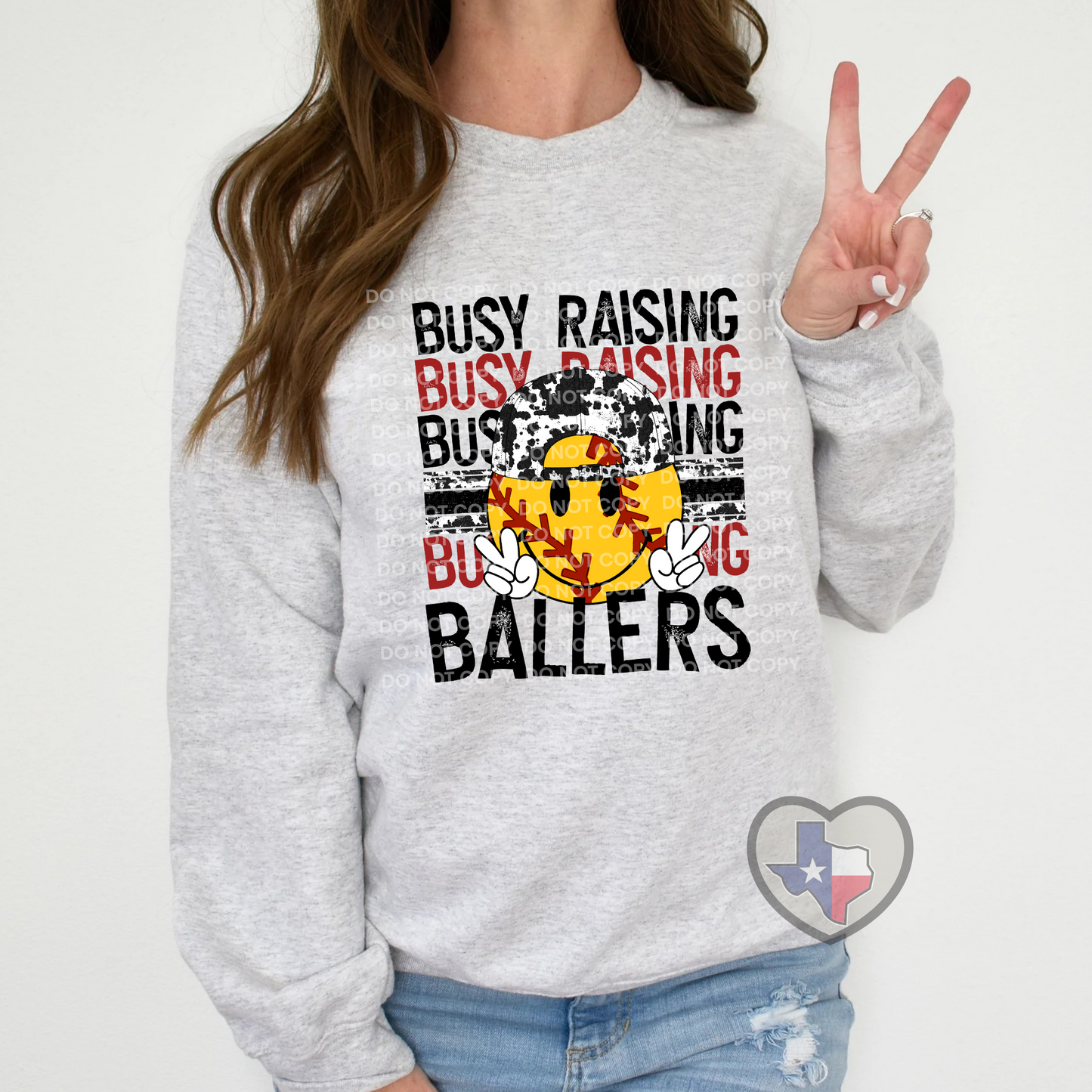 Busy Raisin' Ballers (Softball Cowprint) DTF