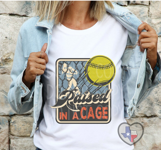 Raised In A Cage (Softball) DTF