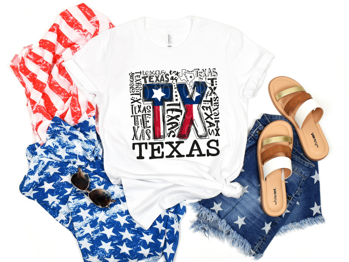 TX Flag Word Art DTF