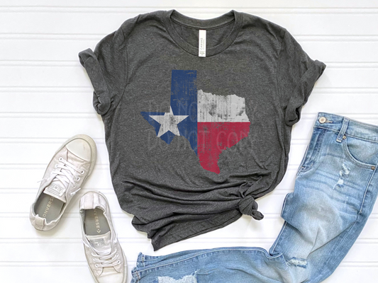 Texas Shape Flag Distressed DTF