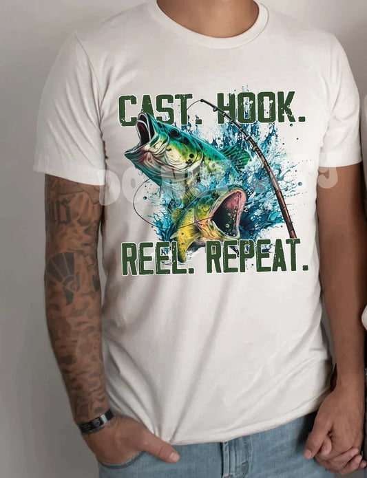Cast Hook Reel Repeat (Fishing) DTF
